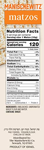 Manischewitz Original "Thin Unsalted Matzo" 10oz (3 Pack) Airy Crispy Crackers, Just Flour & Water, Sodium Free, Non GMO
