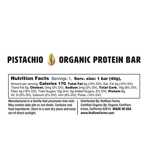 Nutrawbar, Organic Superfood, Raw Fruit and Nut Bar, Pistachio, 1.4 Oz, 12 Count