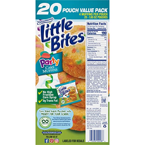 Entenmann's Little Bites Party Cakes Muffins 20 Pouches