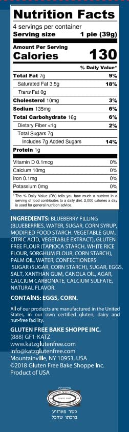 Katz Gluten Free Blueberry Mini Pies | Dairy Free, Nut Free, Soy Free, Gluten Free | Kosher (3 Packs of 4 Mini Pies, 5.5 Ounce Each)