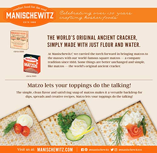 Manischewitz Original "Thin Unsalted Matzo" 10oz (3 Pack) Airy Crispy Crackers, Just Flour & Water, Sodium Free, Non GMO