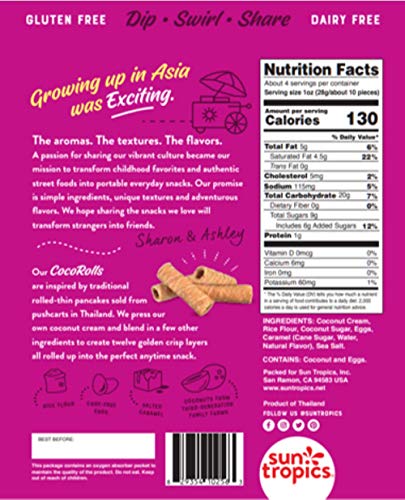 Sun Tropics Non-GMO Rolled Coconut Wafer Rolls 4oz (Salted Caramel)