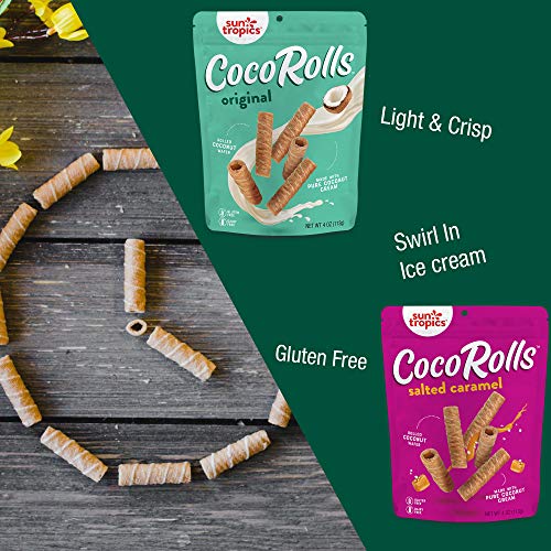 Sun Tropics Non-GMO Rolled Coconut Wafer Rolls 4oz (Salted Caramel)